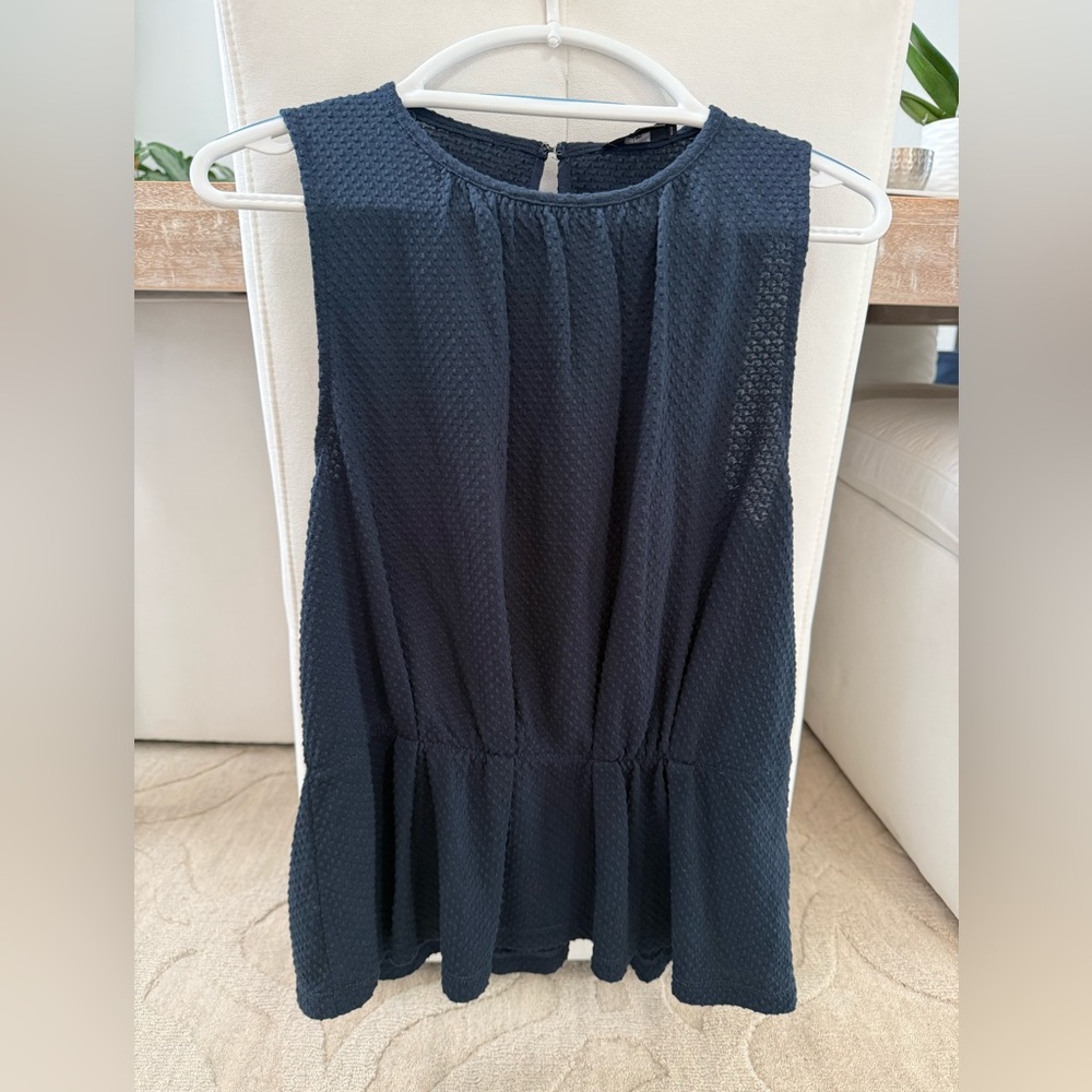 J. Crew Navy Textured Sleeveless Peplum Top